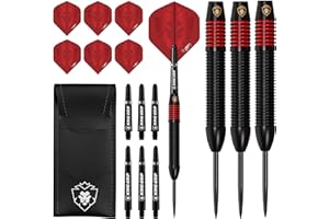 ‎KOTO DARTS KOTO - Kingprove Black & Red Brass Darts Darts 22 Gramm, Rot, Darts Set inkl. 3 Barrels, KOTO Flights + Shafts & Dartwallet, Fester Ringgrip, Für den professionellen Einsatz