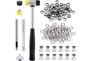 Swpeet Juego de 206 juegos de 1/4 pulgadas – 6 mm de ojales, color negro pistola con herramienta de instalación de ajuste, kit de ojales de metal, zapatos para cinturón de tela de cuero