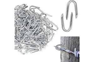 GVIVEJ 200 Pièces U Nails, Forme de U Clous, Crampon Cloture en Fer, Crampillons pour Cloture, Crampons en Acier Galvanisé, pour Filets Clôtures Bois Treillis Fil de Fer Barbelé
