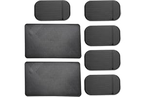 7 Pack Car Dashboard Anti-Slip Mat,CKANDAY 2 Sizes Heat Resistant Sticky Non-Slip Ripple Gel Latex Dash Grip Pad for Cell Phone Sunglasses Keys,Black