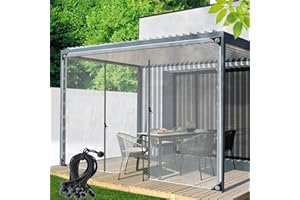 KUBAOS Outdoor Clear Tarp Curtain with Zip Door Waterproof Curtains Heavy Duty PVC Tarpaulin Panel for Pergola, Porch, Gazebo, Customizable (Color : Clear, Size : 1.2x2m/3.9x6.5ft)