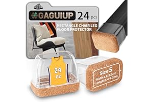 GAGUIUP Protectores rectangulares para Patas de Silla para Suelos de Madera Dura, 24 Almohadillas de Fieltro para Muebles, taburetes de Bar, Escritorio, Fundas Transparentes para Patas de Silla para Proteger
