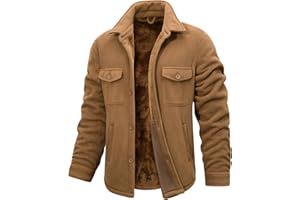 Xnova Veste Doublé en Polaire Chaud Blouson Homme Hiver mi Saison Militaire de Coupe-Vent Épaissir Chemise en Flanelle Manches Longues avec Poches et Boutons