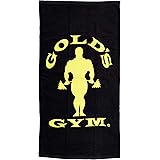 Gold's Gym UK GGTWL073 Unisex Workout Training Fitness Contrast Sports Cotton Soft Touch Towel 50 x 100 cm, Black/Yellow, One