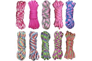 aufodara 10pcs Kit de Pulseras paracod Chico niña Color Cuerda Paracord Set Ideal para el Aire Libre, Camping, trenzar Pulseras y Llavero