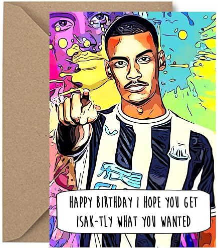 Biglietto di auguri per uomo per lui, design Newcastle Football, biglietto generico per uomini/ragazzi, numero 1, finiture speciali e foglio illustrato, realizzato nel Regno Unito