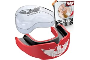 UK Warrior Mundschutz für Kontaktsportarten, Rugby, Kampfsport, Karate, MMA, Boxen, Hockey, Fußball – Mundschutz, rot / schwarz, Adult (7> Years Old)