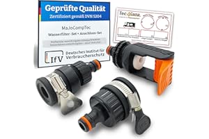 MaJoCompTec® ALLCONNECT uniwersalny zestaw przyłączeniowy do kranu, regulowane przyłącze do kranu zewnętrznego, bez gwintu, do przyczepy kempingowej, łodzi, zestaw adapterów (zestaw złodzieja wody)