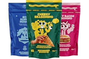 NOTORIOUS NOOCH CO Nutritional Yeast Bundle B12 Flavoured Cheesy Bacon and Super Nooch Seasoning