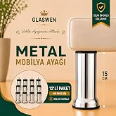 12 ADET Metal Destek Ayağı 15 Cm Krom Mobilya Kanepe Baza Koltuk &Uuml;nite Ayakları Metrik 8 Civatalı İnce Diş