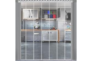 SHANNA Rideau à Lanières en PVC 7 Pièces 91 * 203cm, Rideau à Lamelles Transparent, Rideau d'extérieur Bâche Rideaus de Séparation Industriel Imperméable pour Entrepôts Frigorifiques et Supermarchés