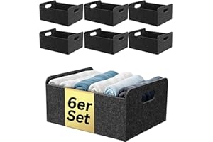 Bada Bing 6er Set stabiler Filzkorb in anthrazit für Regal und Kleiderschrank - faltbarer Organizer - kleiner Faltkorb zur Aufbewahrung - Aufbewahrungsbox aus Filz Korb Box