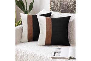 Merrycolor Juego de 2 Blanco Funda Cojin 50 x 50 cm, Empalme con Rayas Cubierta Cojín Decoración Cremallera Oculta Funda Almohada para Hogar Cama Bancos Sala Sofá Sillas Jardín Exterior