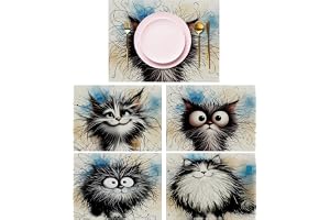 Lvjkes 4 stycken djur bordstabletter, 30 x 45 cm bordstabletter tvättbara – katt1