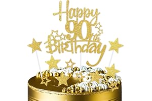 mciskin Gold Happy 90th Birthday Cake Toppers for Cake,Men Women 90th Birthday Decorations,Personalised 90 Cake Toppers,Gold Cake Decorations for Men Women Girls Boys Birthday Party Supplies