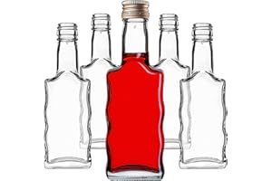 KADAX Botellas de cristal de 200 ml, 5 unidades, botellas vacías con tapón de rosca, pequeñas botellas de licor para rellenar, botellas de vino de cristal, botellas de licor (dorado)