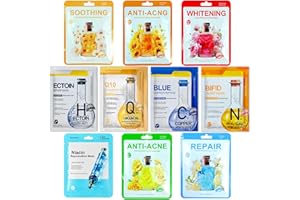 QULLMARTLE 10 piezas Mascarilla Facial Hidratante,Daily Care Mascarilla Facial,para mayoría de los tipos de piel,Hidratantes Nutritivas Mascarillas faciales Mejorar facial de la piel,Calmante Mascarilla Facial