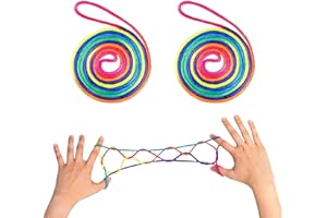 IUDWCG 2 Pcs Corde arc-en-ciel, jeux de doigts à cordes, jeux de torsion de doigts, jeux de cordes flexibles pour enfants, jeux de doigts pour enfants à partir de 5 ans,longueur 1.6m