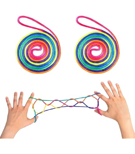 10 Jeux De Ficelle Pour Doigts Rainbow Rope - Corde élastique Pour Enfants à Partir De 4 Ans, Développement Motricité