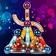 ToyMagic 36 Pcs Magna LED Roundel Stick Glow-in-The-Dark Magnetic Building Set|Certified STEM Construction Toy|DIY Magnet Toy|Learning Toy for Ages 3 and Up,Best Birthday Gift,Made in India,Multicolor