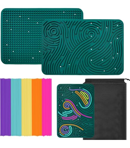 Planche Sensorielle Moxiewell – 2 Planches En Silicone + 24 Bâtonnets Colorés – Anti-stress – Pour Enfants Et Adultes – TDAH Autisme