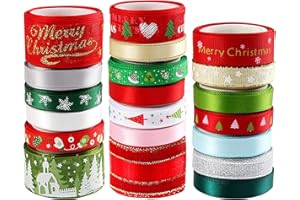 SANNIX Rubans de Noël 20 Rouleaux Rubans de Cadeau de thème de Noël coloré Ruban de Satin de Polyester en Tissu Large Ruban de Couronne d'Hiver pour Bricolage Artisanat Emballage Cadeau Décoration Maison