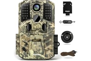 WOSODA Wildkamera 30MP Tierkamera mit Bewegungsmelder, 1920P Nachtsichtkamera 0.2s Schnelle Trigger Wildtierkamera Outdoor IP66 Trail Camera für Tierbeobachtung mit 32 GB SD Karte