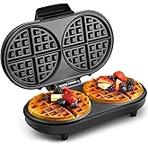 VonShef Double Waffle Maker – Double Belgian & American Waffle Machine with Non Stick Plates, 1200W, Savoury Snacks & Dessert