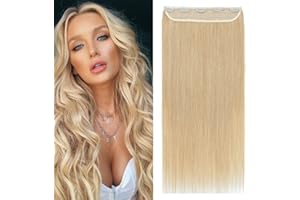 Silk-co Extensiones de Cabello Natural Clip in Extensions Una Pieza 5 Clips Pelo Humano Liso Remy Hair Grueso 3/4 Cabeza Completa Postizos Pelucas Cortas 35cm(75g) 24# Rubia Natural