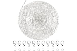 TOAOB THE ONE AND ONLY BABY TOAOB Jewelry Making Chains Kit 39 Feet Silver 3x2mm Link Cable Chain Necklace Chains with 100pcs Jump Rings and 30pcs Lobster Clasps for Craft