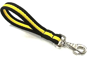 CHURCH PRODUCTS UK Laisse courte de dressage pour chien - 25,4 cm - Laisse de dressage pour chien - 25 mm - Laisse douce pour la marche - 25,4 cm - Noir/jaune