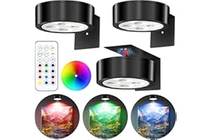 PANGTON VILLA 3 Pezzi Luce per Quadri Magnetiche, 13 Modalità di Colore RGB Lampada a Parete con Batterie Wireless LED, con Telecomando Luce per Quadri, per Display artistici, Cornici, Ritratti - Nero RGB