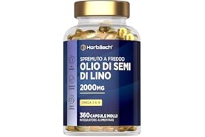HORBÄACH Olio di Semi di Lino 2000mg | Linseed Oil | 360 capsule | Omega 3 6 9 con acido alfa linolenico ad alta resistenza (ALA) | Supplemento spremuto a freddo | di Horbaach