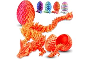 Cheloveer 3D Drache im Ei 35cm 3D Drucker Drache Home Office Dekor Executive Schreibtisch Spielzeug 3D Drachen Drachenei mit Drache für Kinder Erwachsene （Rotgold）-L