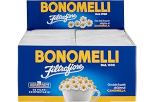 Bonomelli - Camomilla Filtrofiore 50 Bustine. Con tutte le Parti del Fiore, solo Capolini Interi Selezionati, Aroma Ricco e Avvolgente, Infuso Rilassante