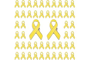 CRAFFANCY 50 Stück gelbe Bandnadeln mit silberfarbenem Rand, Sakroma-Knochen-Krebs-Bewusstseins-Emaille-Schmuckstifte zur Unterstützung der Bewegung