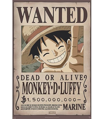 Close Up One Piece Poster Wanted Monkey D. Luffy (68cm x 98cm
