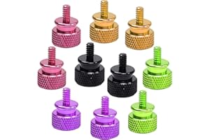 QIANRENON Color PC Case Thumb Screws M3.5 * 6.5mm 6#-32 Color Aluminum Alloy Knurled ComputerThumb Screws for PC Cover Power Supply PCI Slots Hard Drives 10 PCS