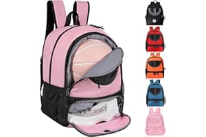 TRAILKICKER Sac à dos de basket-ball pour homme et femme avec compartiment pour ballon et chaussures, capacité 30 L, léger et respirant, pour volley-ball, football, sport, voyage, école, salle de sport