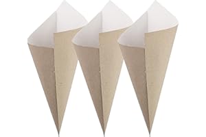 Extiff Lot de 100 Cornets en Carton Recyclé à Marrons Chauds ou Fruits Secs ou Frais 100% Recyclable - Evenement et Mariage (Cornet 17x24)