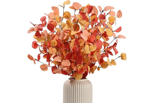HNVNER 5 buketter konstgjord höst eukalyptusstjälkar blad, 61 cm höst falsk eukalyptusväxt falsk siden lövverk konstgjorda blommor för höstdekorationer, blomsterarrangemang, Thanksgiving halloween