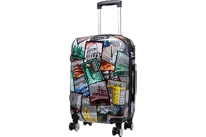Trendyshop365 Handgepäck Koffer Hartschale klein 57 cm - bunt Motiv Weltreise Rio Athen Paris