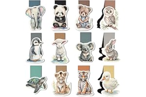Moosono Lesezeichen Magnetisch Kinder, 12 Stück Tiere Lesezeichen, Mitgebsel Kindergeburtstag, Kinder Einschulung Geschenk Kleine Geschenke für Jungen, Mädchen, Studenten und Buchliebhaber