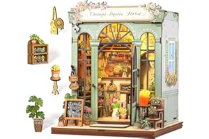 Cutefun Book Nook Kit - DIY Case delle bambole miniatura per adulti, puzzle 3D in legno con LED, Il miglior regalo per una donna (fiorista Champs-élysées)