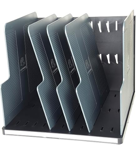 Organisateur De Bureau Vertical En Métal à 7 Compartiments Détachables - Porte-classeur Gain De Place