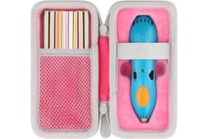 Aenllosi Aufbewahrungsetui kompatibel mit 3Doodler Start+ Essentials (2024) 3D-Stift-Set für Kinder, Aufbewahrungs-Netztaschen-Halter für 3D Stift Filament und USB-Kabel (nur Etui, Rosa)