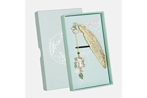 VALICAER Metalowa zakładka do książki z pudełkiem na prezent, klasyczna, ręcznie robiona zakładka z wisiorkiem, prezent urodzinowy dla kobiet, czytelników, miłośników książek, dzieci i studentów, vintage, znacznik do książek, klips do czytania (zielony kot)