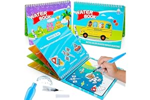 hapray Magic Water Paint Coloring Books for Toddler, Art Toys Age 2-4, Educational Learning Doodle Toy Gifts for Girl Boy 3 2 1+ Year (Alphabet Transportation 2 Pack)
