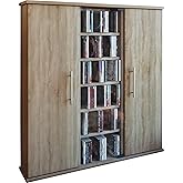 VCM Holz CD DVD Stand Regal Schrank Aufbewahrung Standregal Santo Glastür Sonoma-Eiche