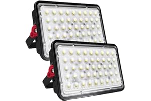 CREATESTAR Faretto Led da Esterno 100W 10000LM, 2 Pezzi Faretti Led Esterni 6500K luce bianca fredda, IP66 Impermeabile Faro per magazzino giardino garage campo sportivo cortile